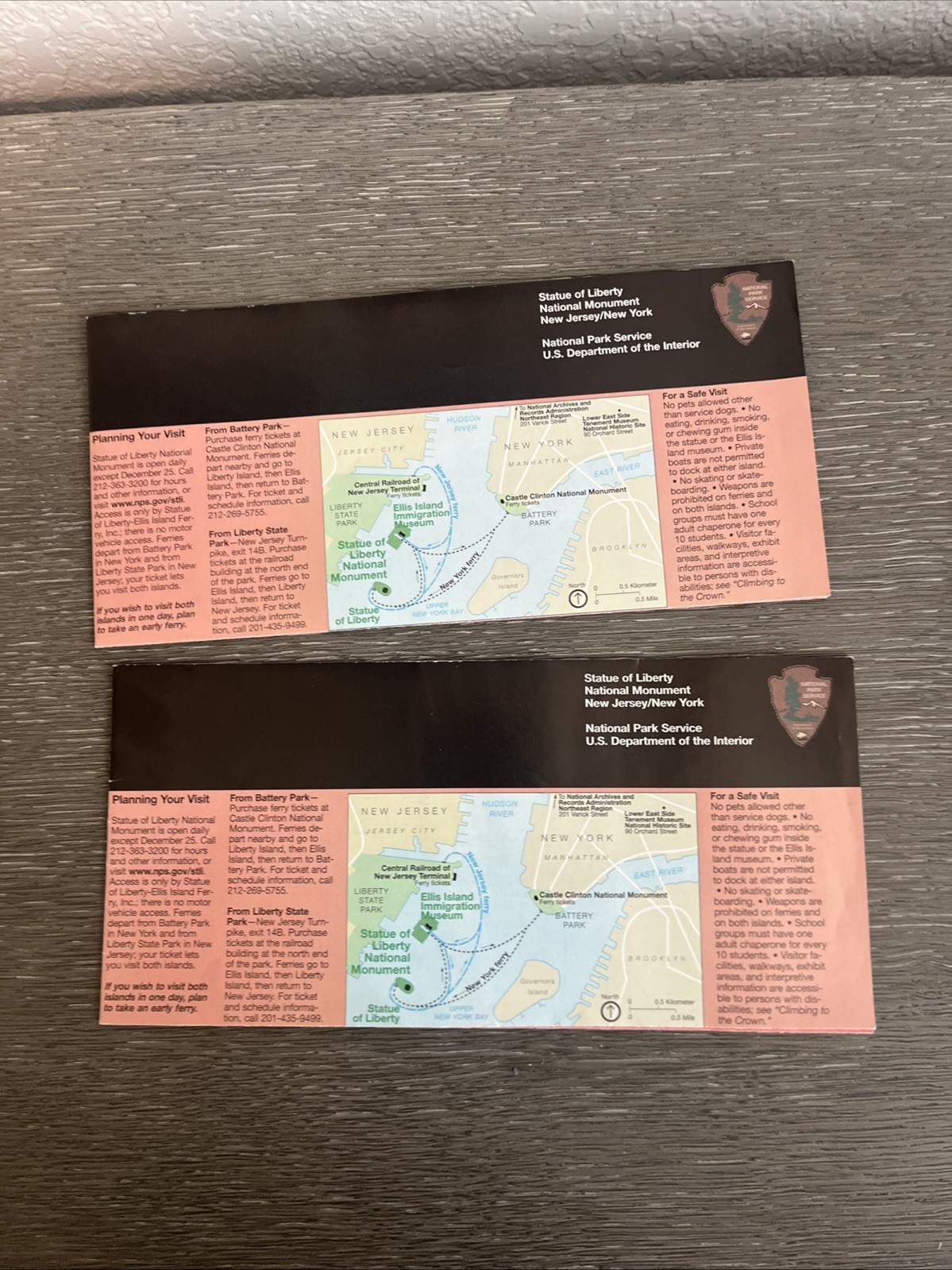 2 STATUE OF LIBERTY & ELLIS ISLAND NATIONAL MONUMENT OFFICIAL MAP & GUIDE 1999