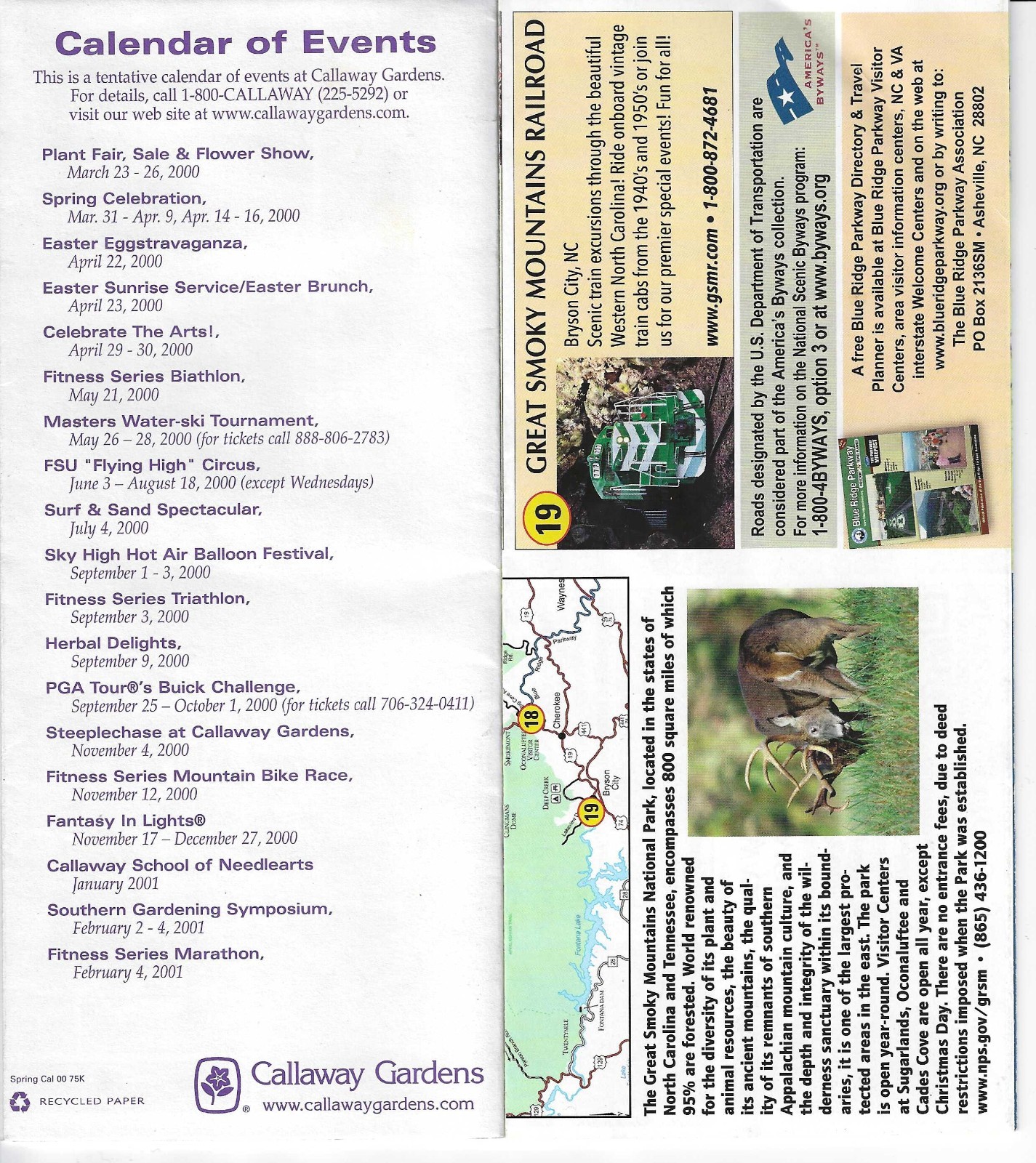 7 TRAVEL ITEMS BROCHURES: Hendersonville & Forest City, NC; Callaway Gardens, GA