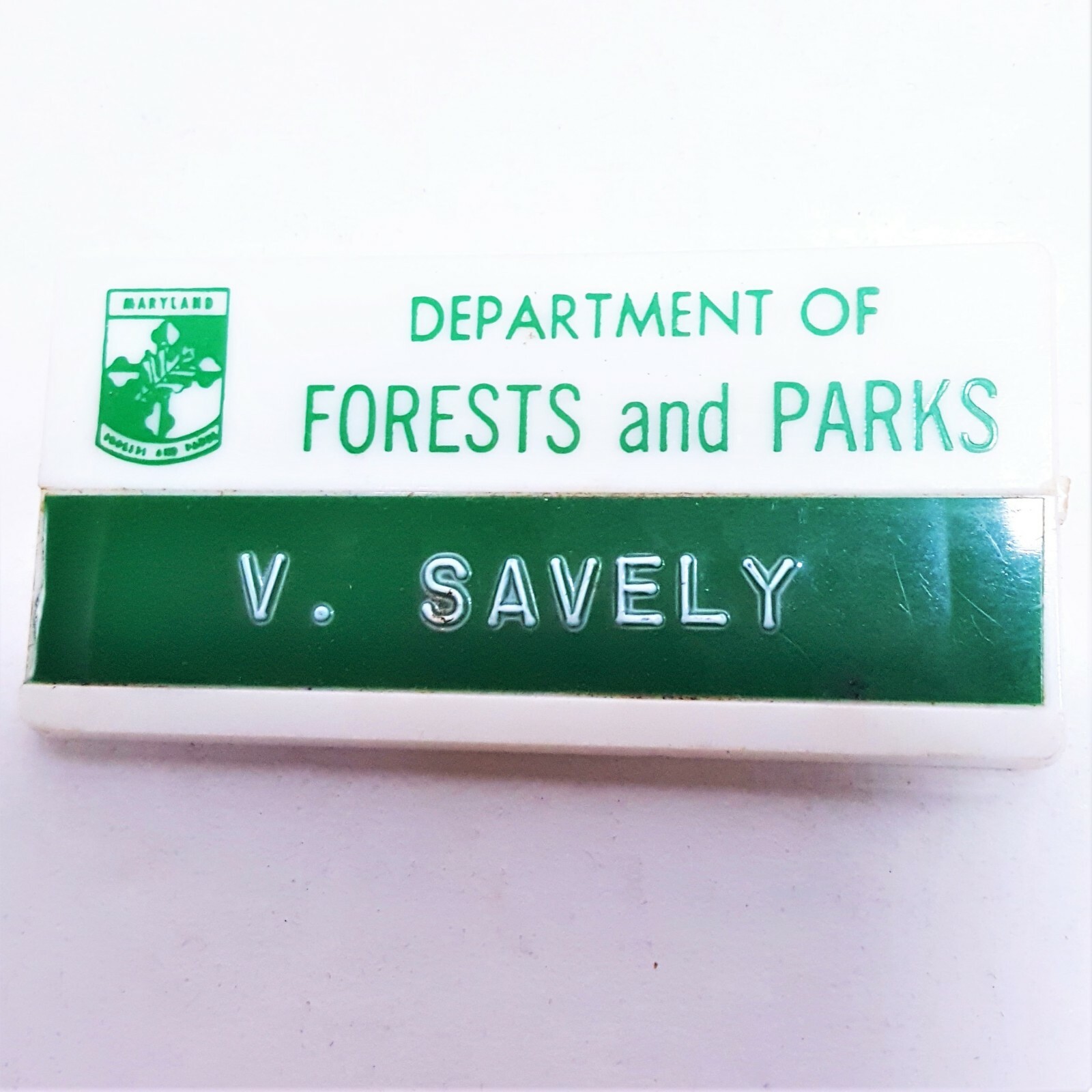 1960s Vintage U.S. Department Of Forests and Parks Service Name Tag Pin Badge