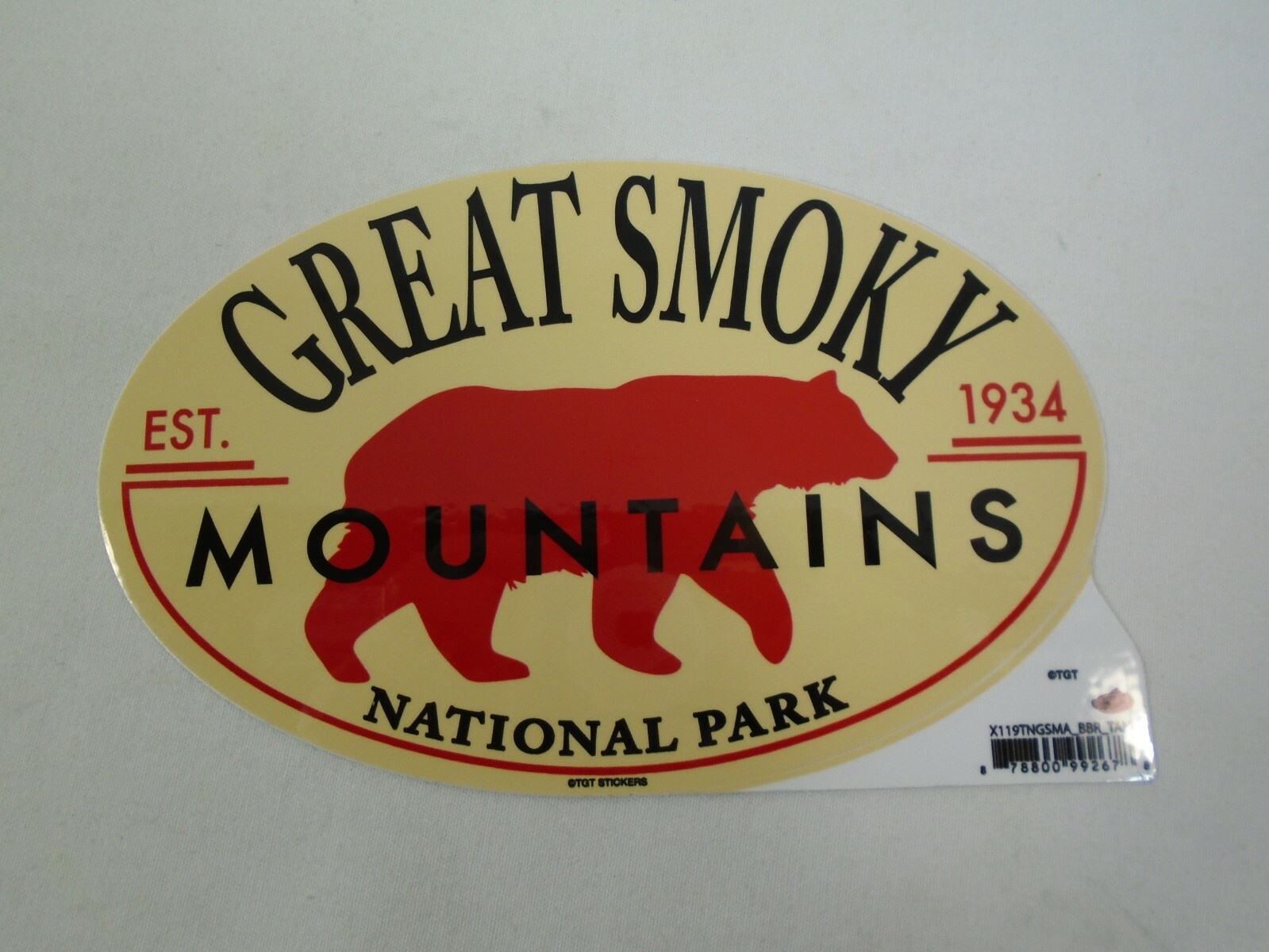Great Smoky Mountains National Park EST. 1934 Bear Sticker Peel & Stick 4″x6.25″