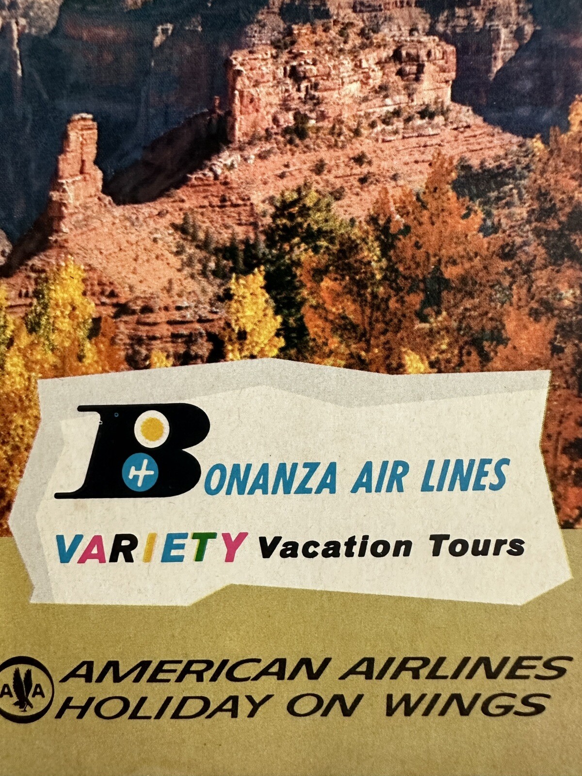 1963 Grand Canyon National Souvenir Travel Brochure American & Bonanza Airlines