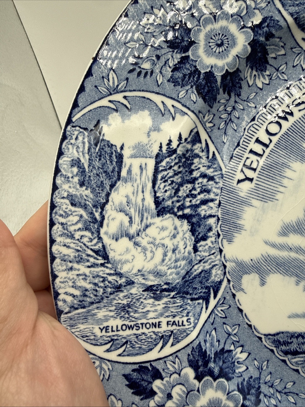 Vintage 1930s Old Faithful Yellowstone Staffordshire Plate England Transfersware