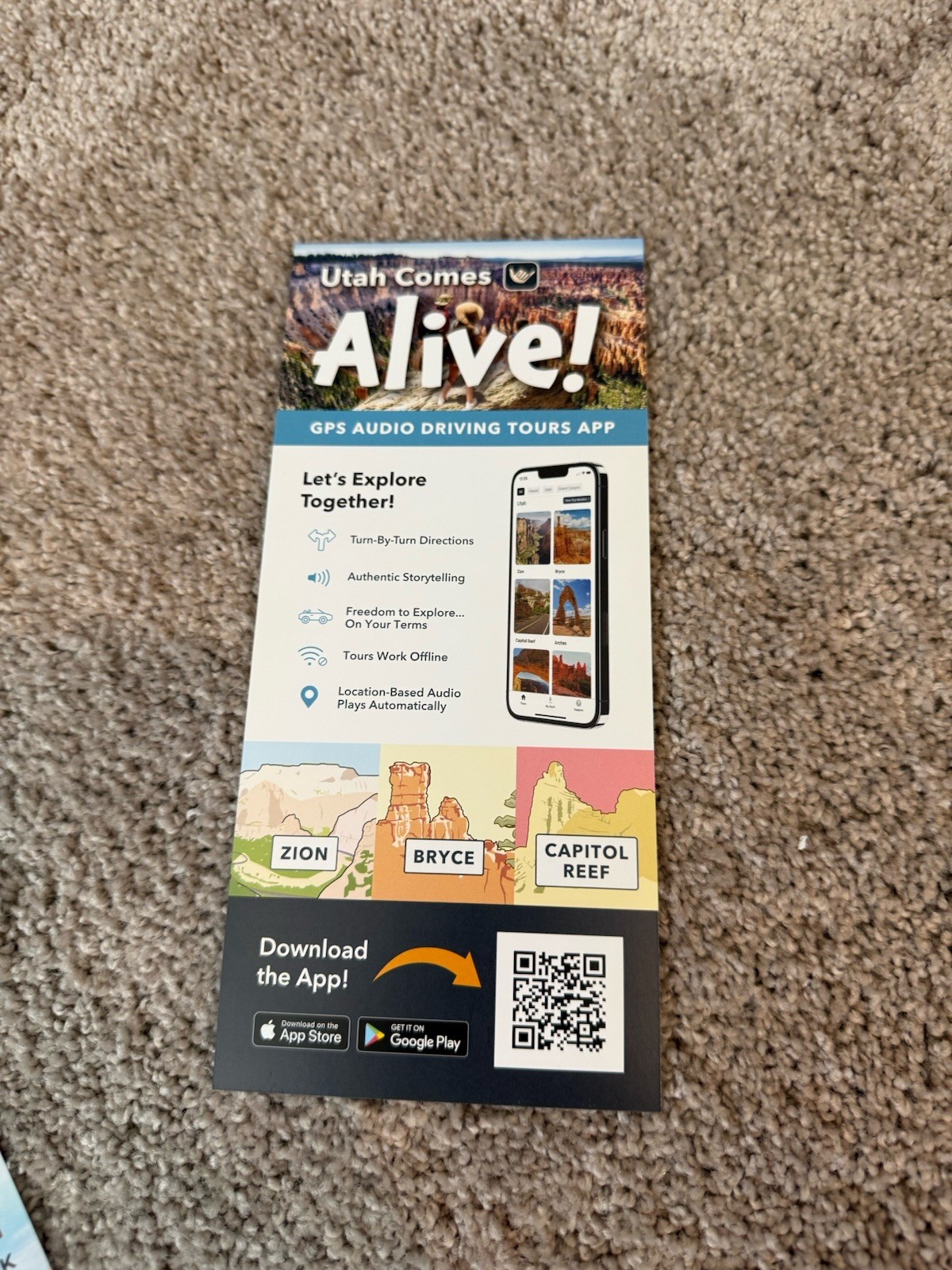 Press On Adventure Tour GPS Audio Your Utah Phamlet Flyer Brochure Map