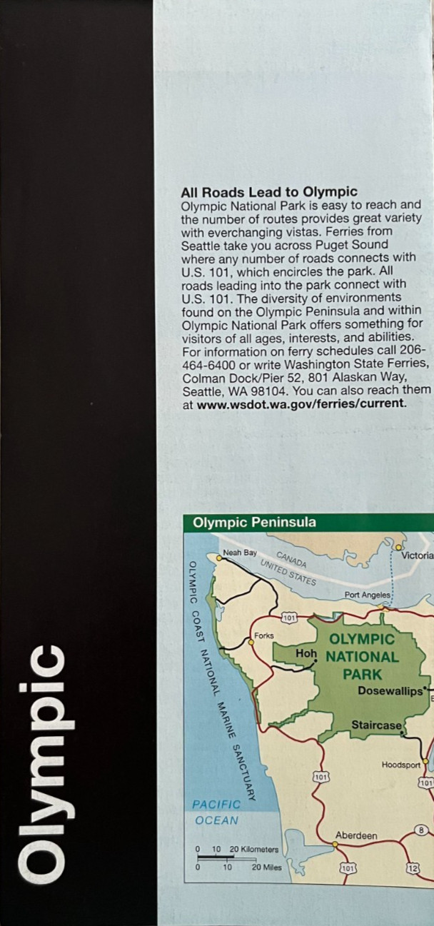 Vintage 2001 OLYMPIC NP – WA NATIONAL PARK SERVICE UNIGRID BROCHURE/MAP New