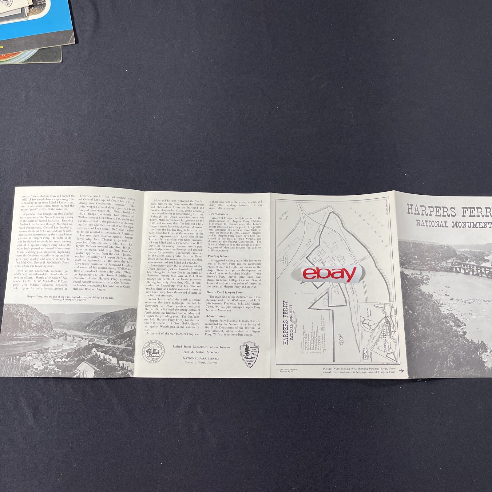 Vintage 1957 Harpers Ferry National Monument Brochure Pamphlet Info booklet