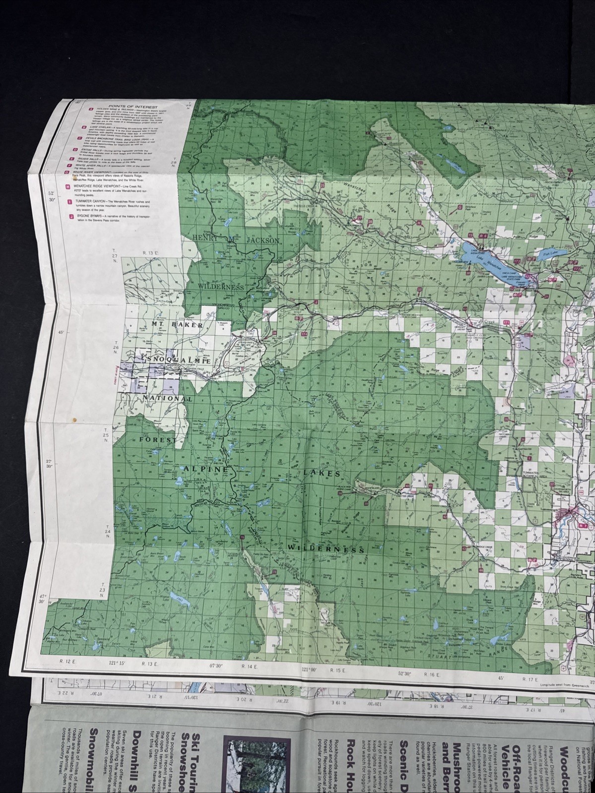 National Forest Map – Wenatchee Washington 1989 Recreation Guide