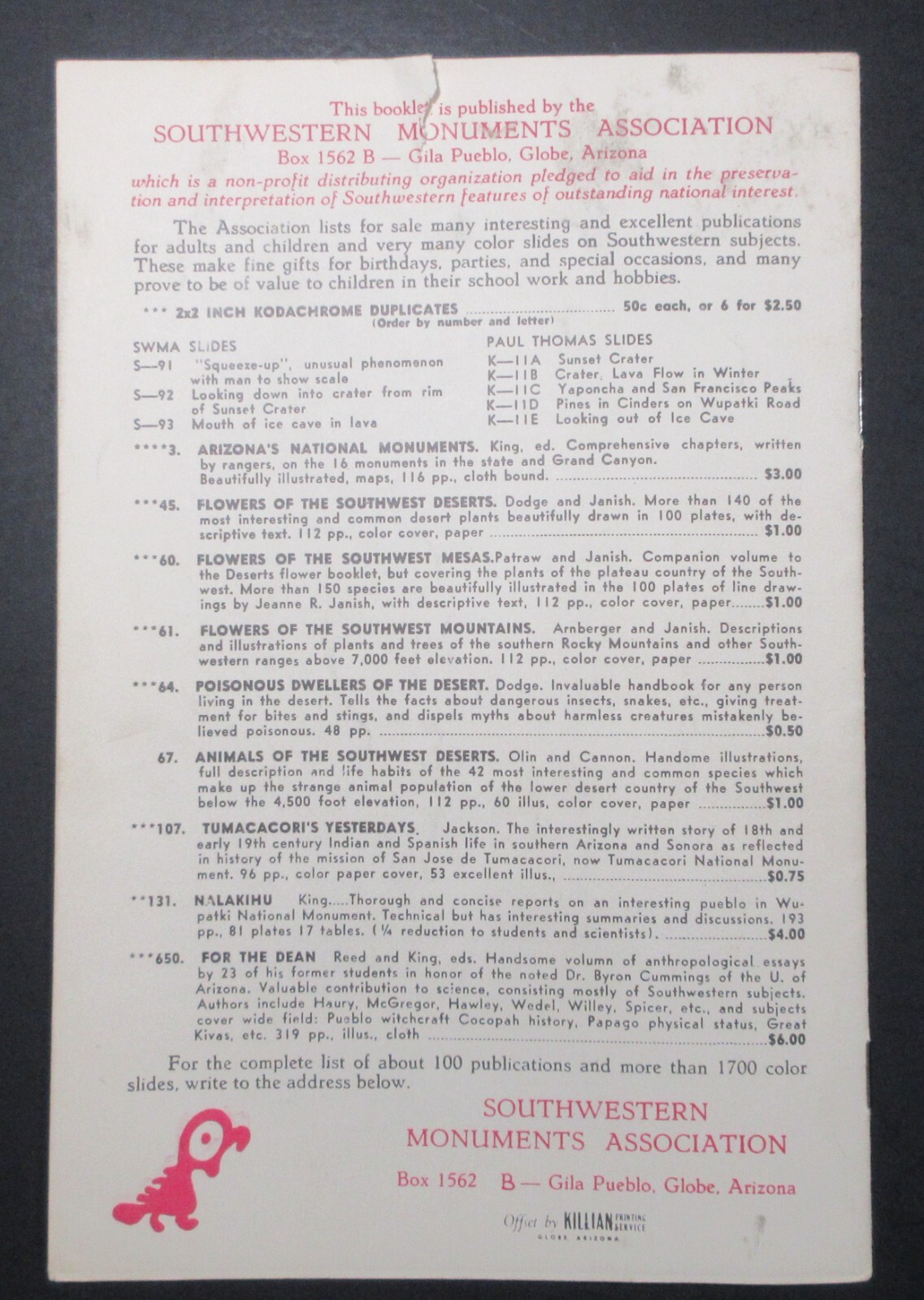 1956 Sunset Crater National Monument Guide to Lava Flow Nature Trail