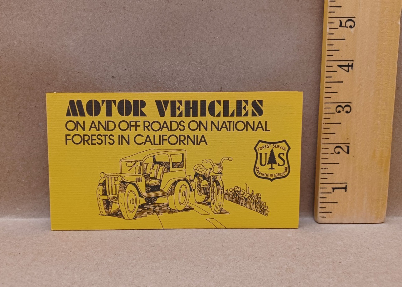 1976 US Forest Service Leaflet, Motor Vehicles “Tips, Regulations, Fire Safety”