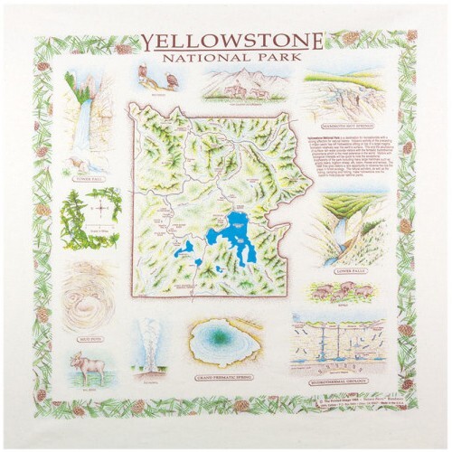 Yellowstone National Park Bandanna 2-Pack Bundle Wyoming Montana Map Nature Fact
