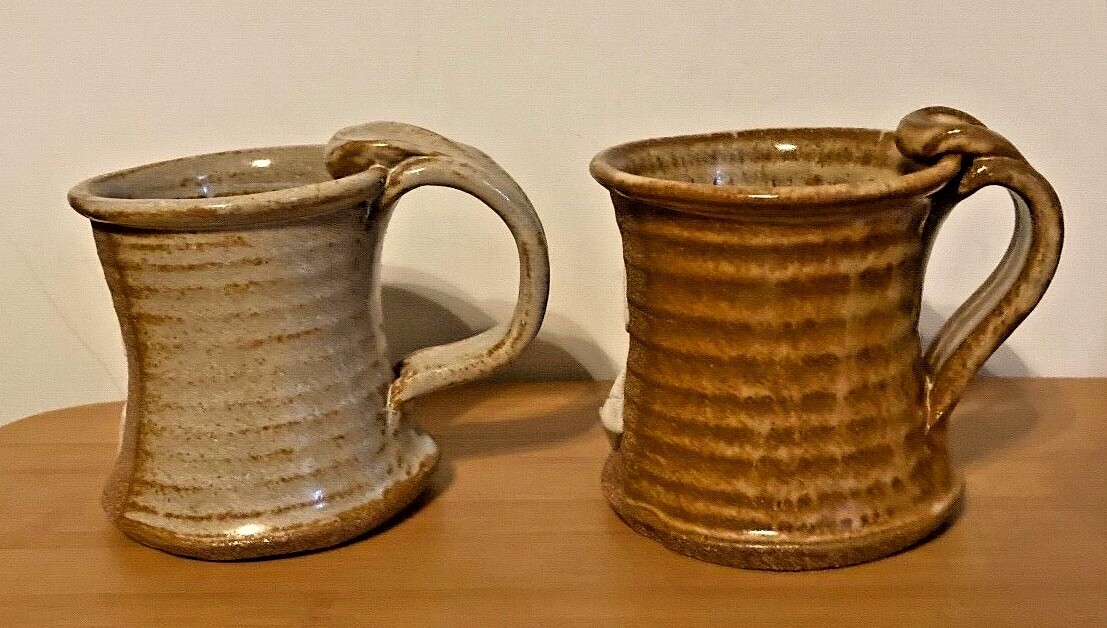 2 Yellowstone Park Souvenir Cups with Clay Ceramic Animal Figures