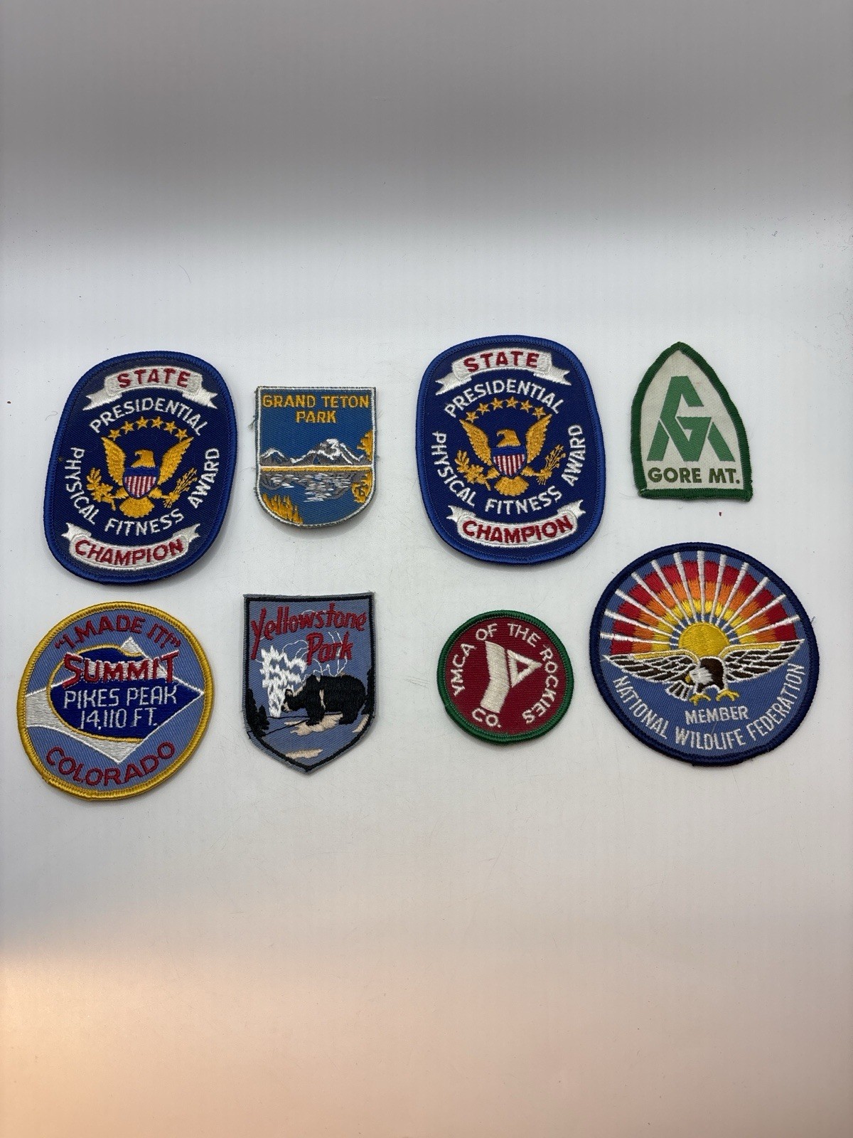 Vintage Embroidered Souvenir Patch Lot of 8 Yellowstone Grand Teton YMCA Gore Mt