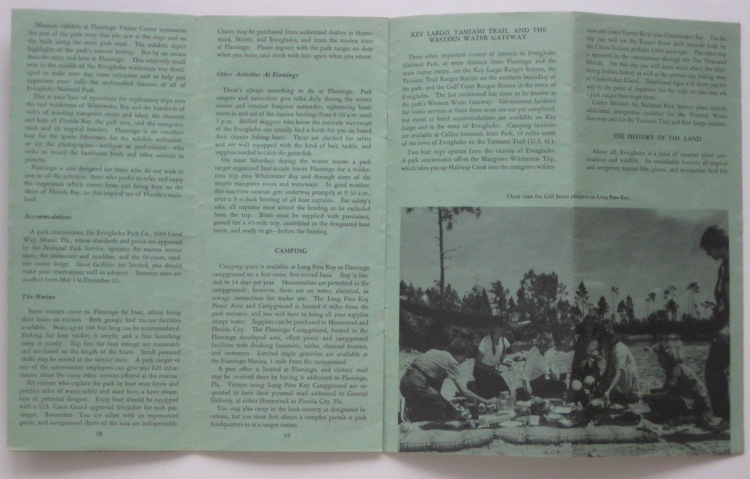 1962 EVERGLADES NATIONAL PARK Booklet Road Map Trails Flamingo Lodge Bird Photos