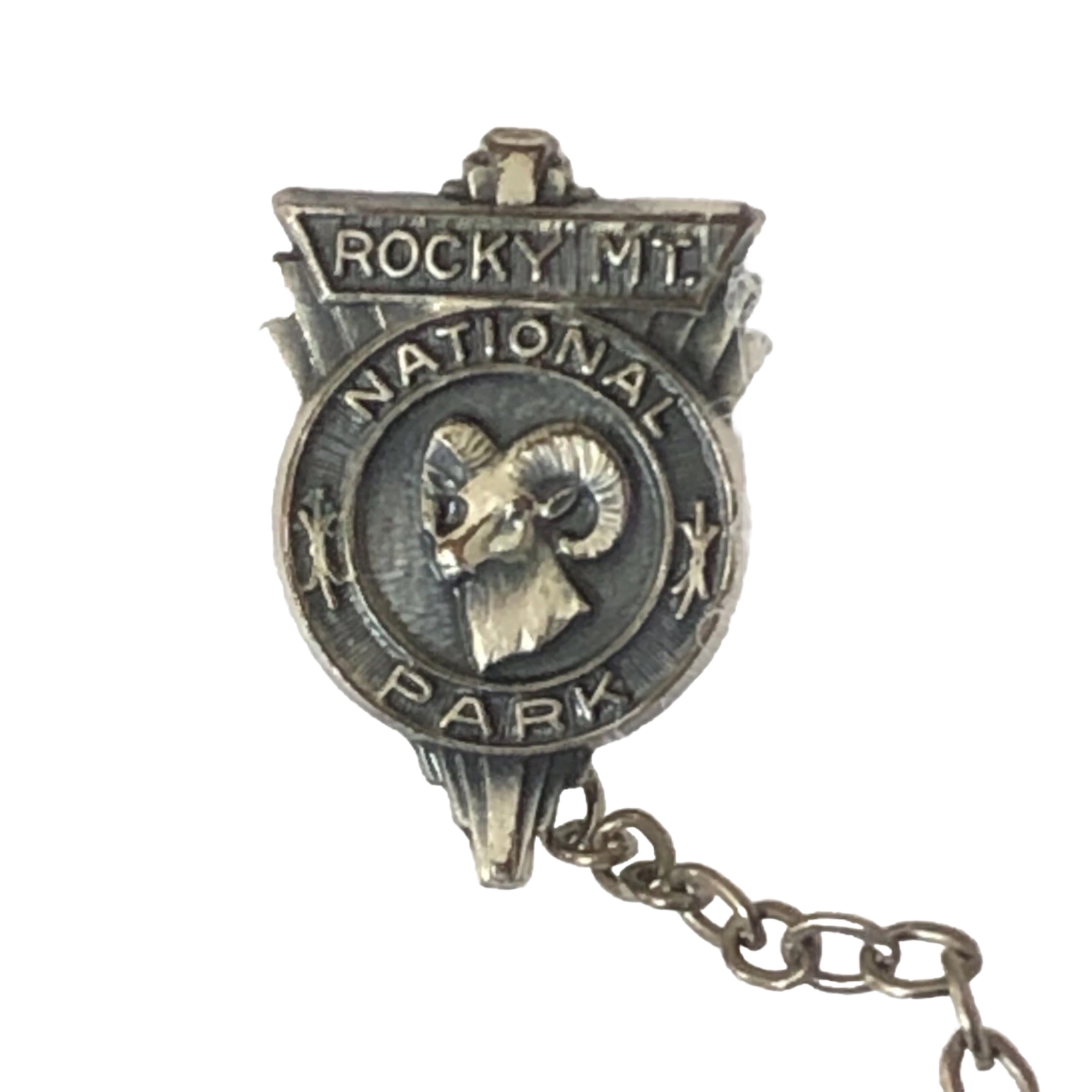 Rare Rocky Mountain National Park Lapel Pin Bighorn Sheep Silver Colorado HTF