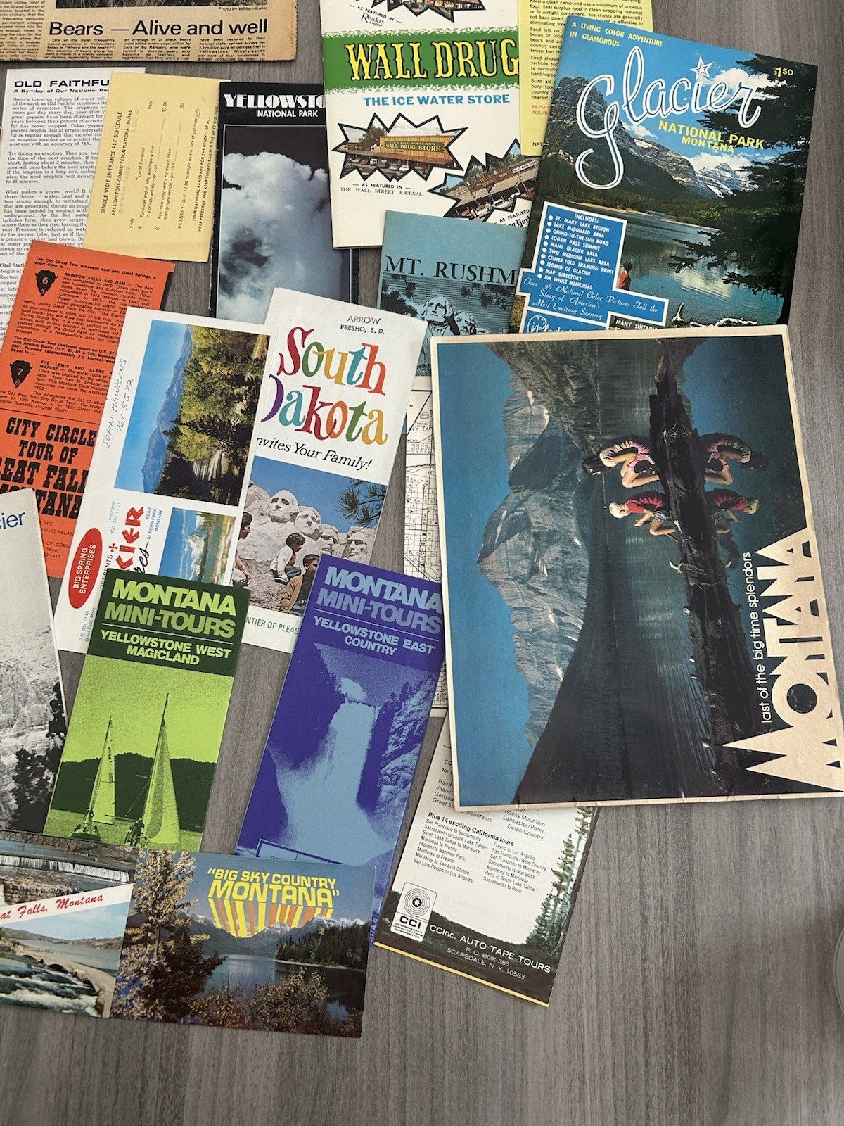 Vintage US National Parks Yellowstone Grand Teton Glacier WY MT Etc Ephemera Lot
