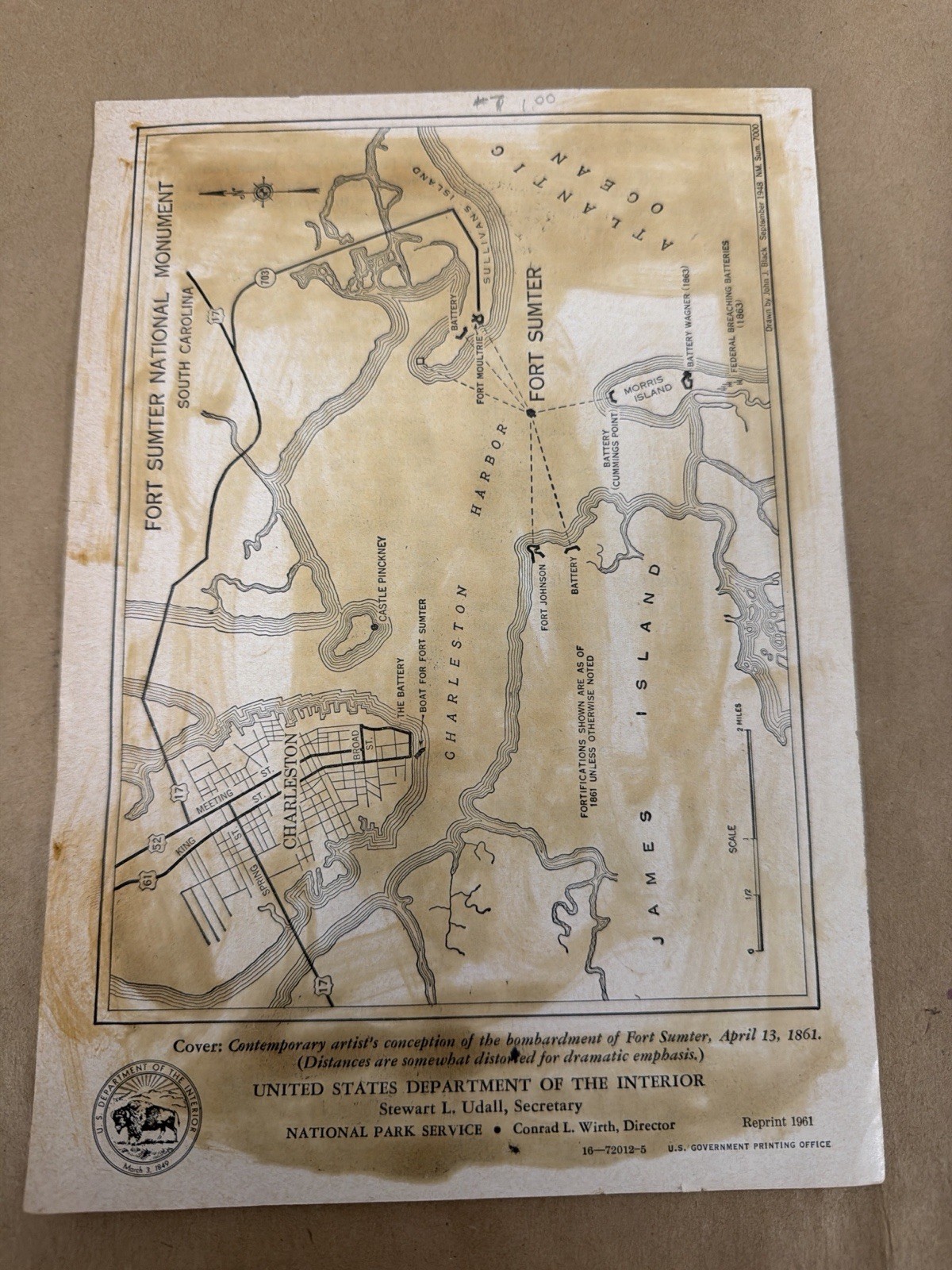 1961 Fort Sumter National Monument Booklet NPS Civil War Map