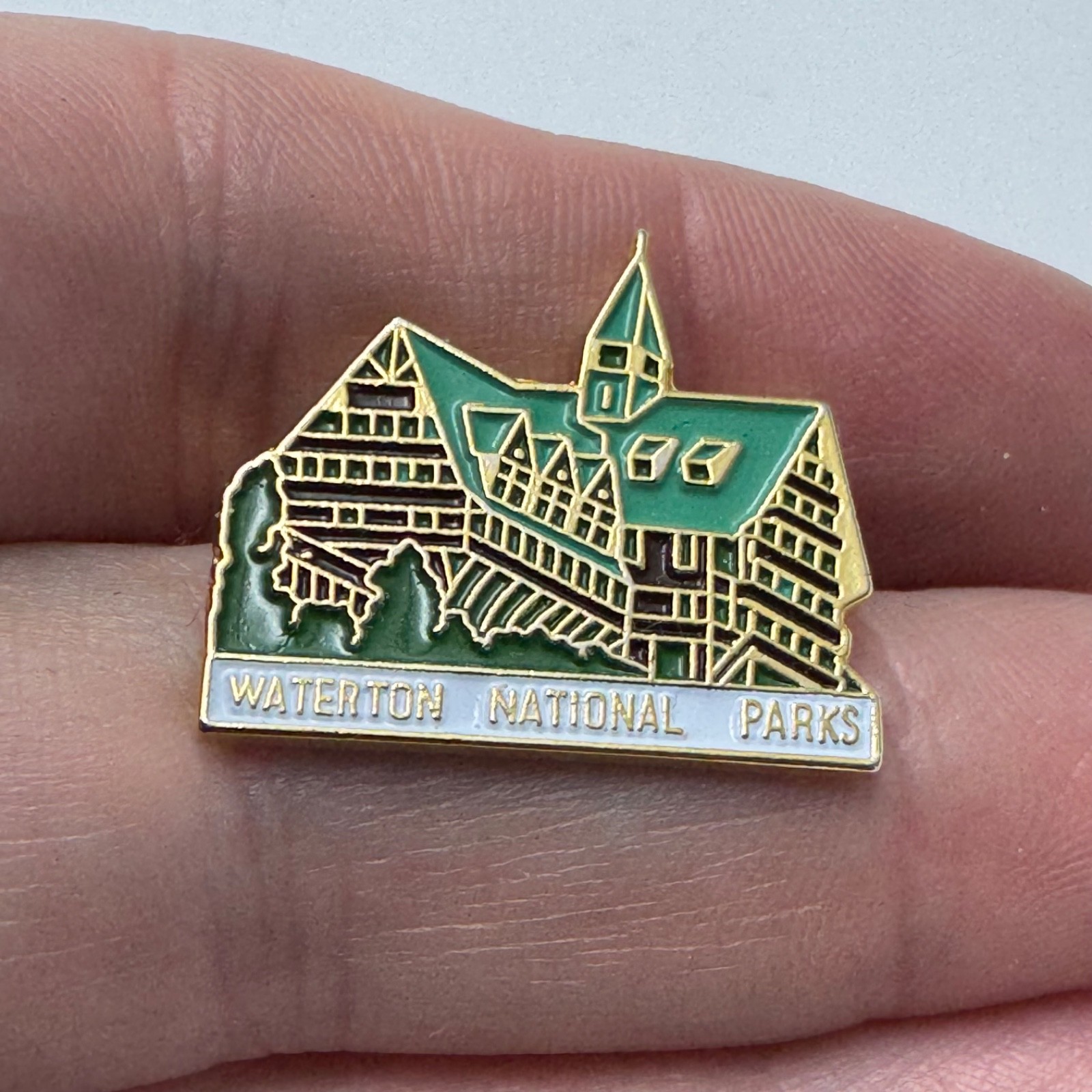 Vintage Waterton National Parks Lodge Scenic Alberta Canada Souvenir Lapel Pin