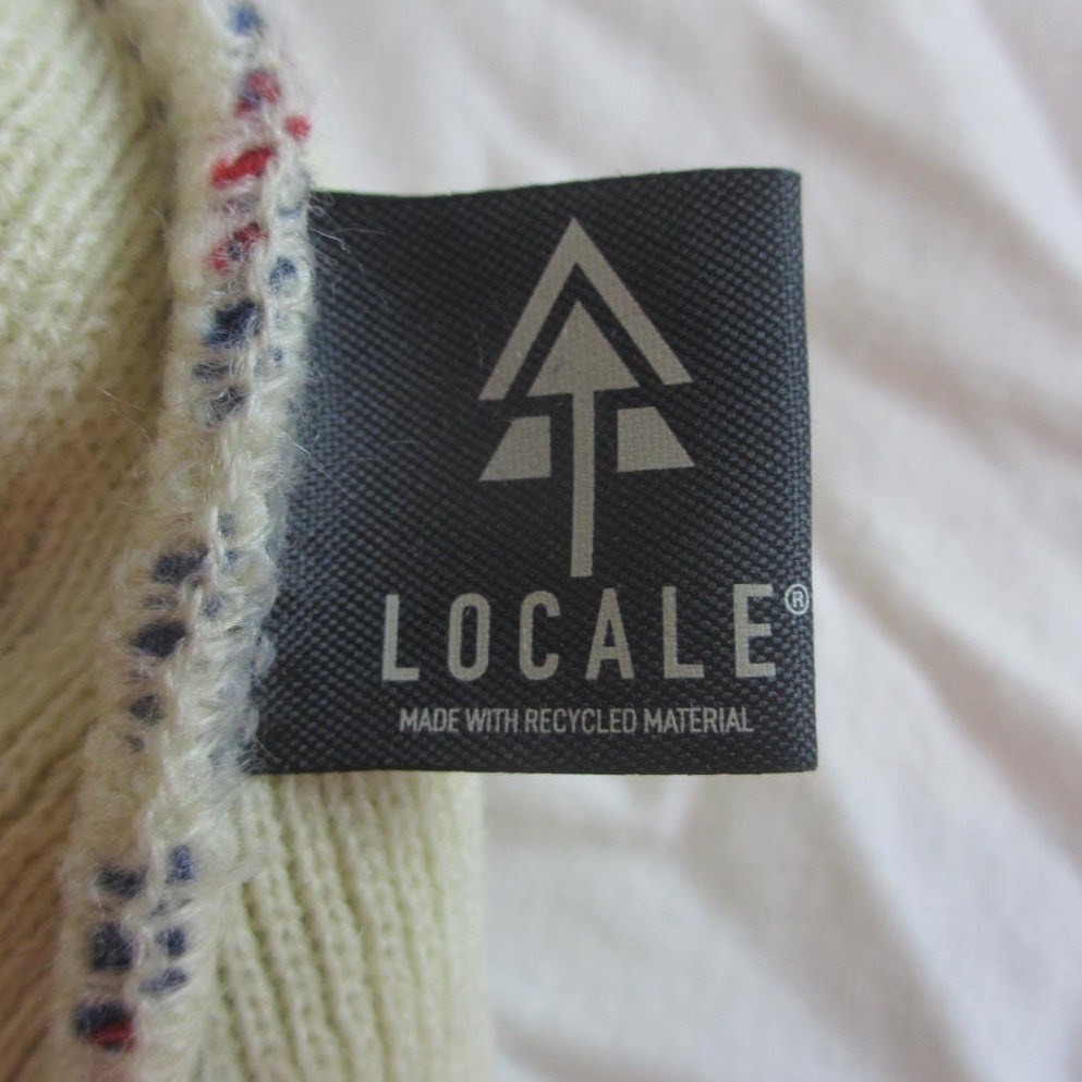 Locale Glacier National Park Beanie/Winter Hat Red/Cream/Blue Fair Isle Cuff/Pom