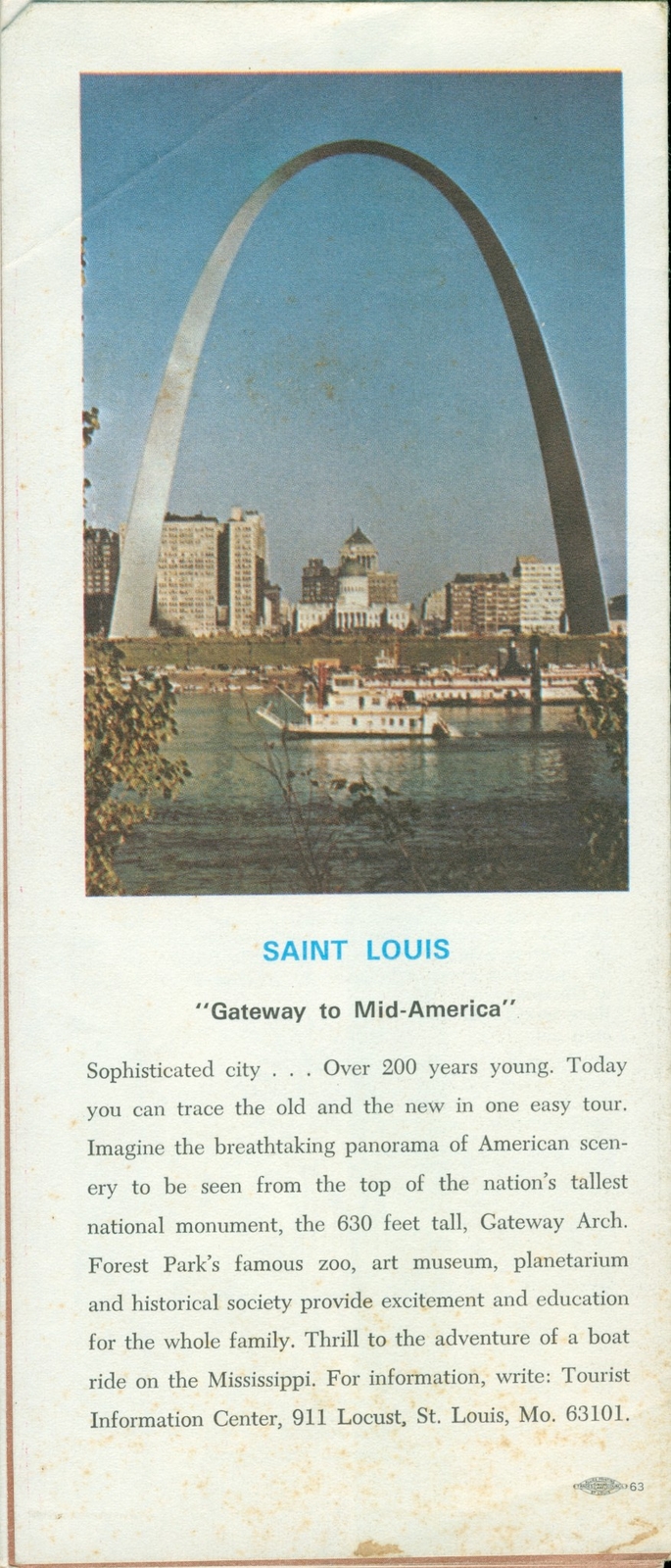 1963 Lewis & Clark Trail Missouri St. Louis Travel Guide Brochure Map Photos USA