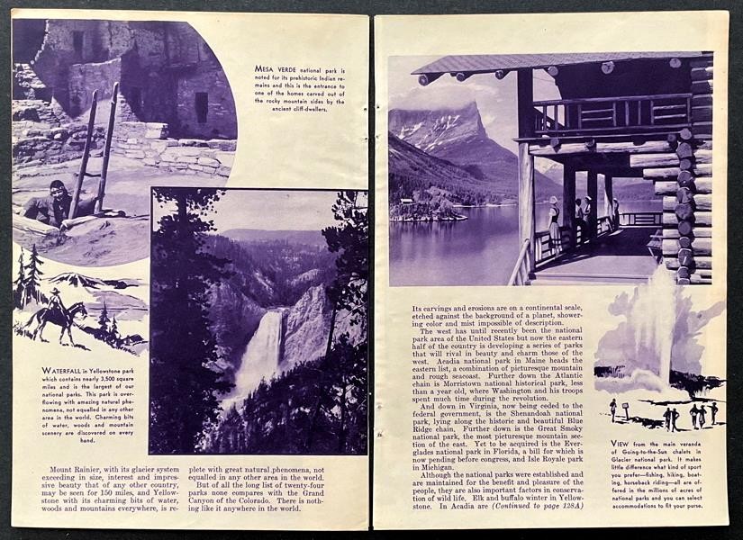 U.S. National parks 1935 pictorial “Joys of the Open Road” Glacier~Carlsbad~Mesa
