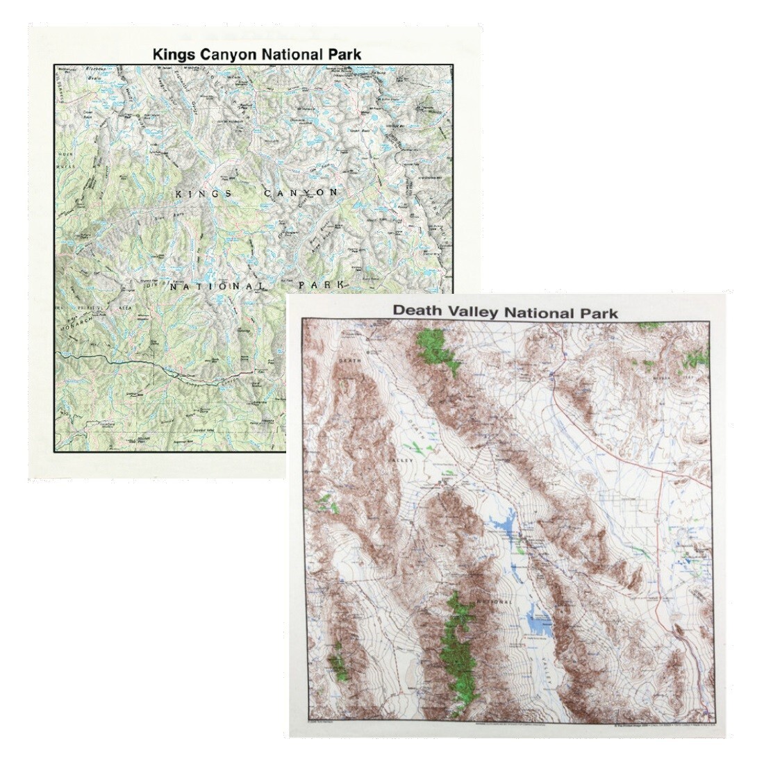 California National Park Bandanna 2-Pack Bundle Death Valley Kings Canyon Map
