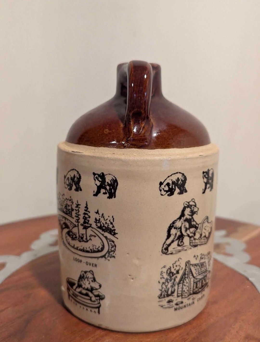 Vintage Great Smoky Mountains Small Souvenir Stoneware Nip Jug Marked USA