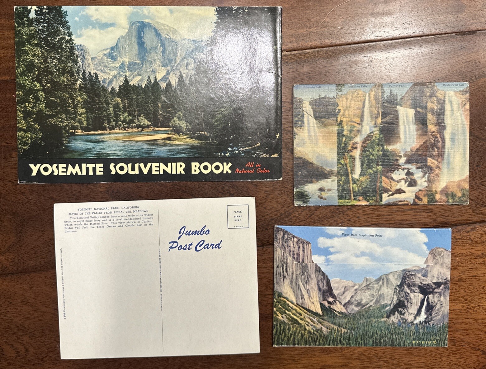 YOSEMITE SOUVENIR BOOK NATIONAL PARK NATURAL COLOR 1952 & 2 POST CARD BOOKS
