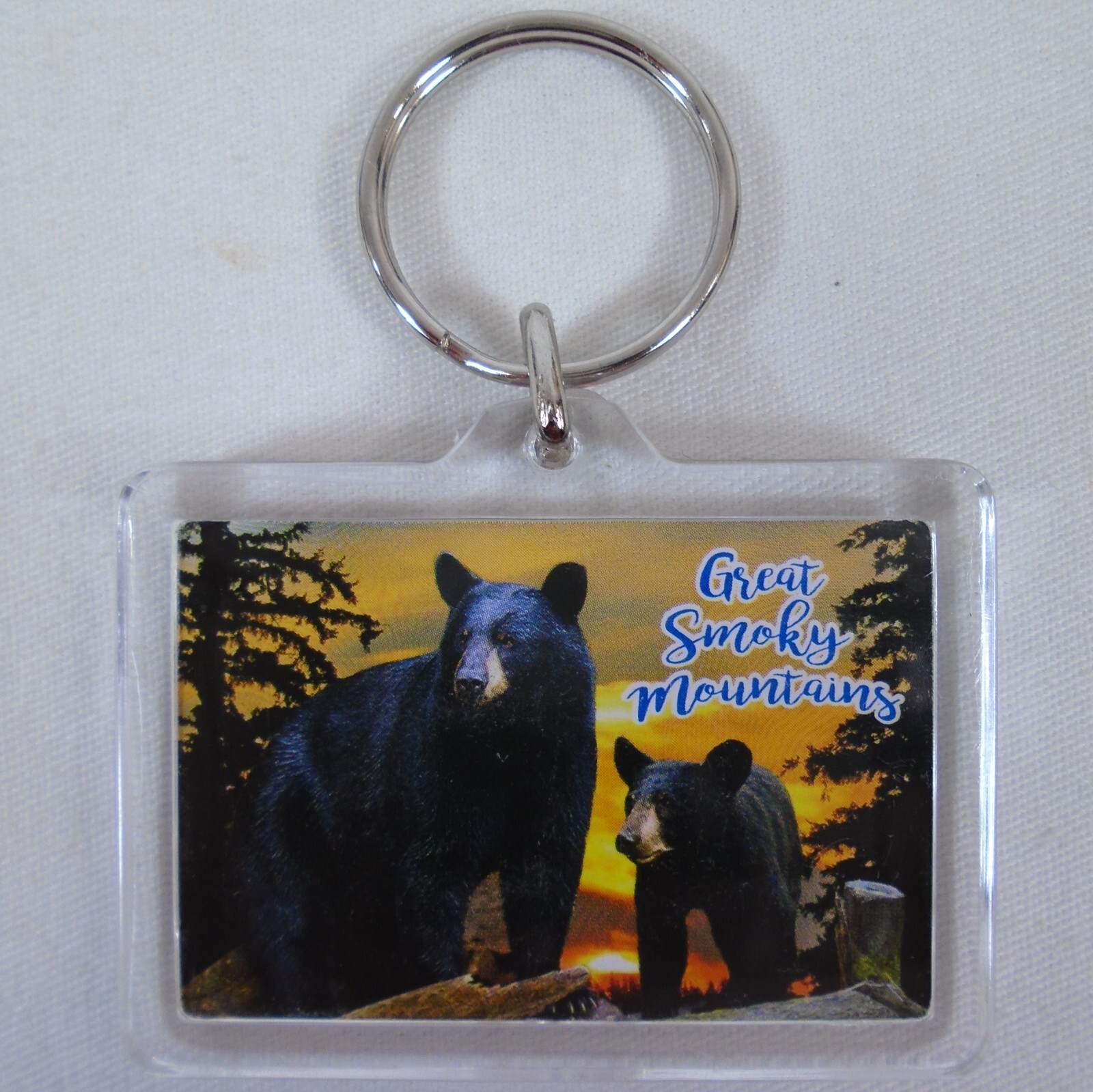Great Smoky Mountains National Park Black Bear & Cub Keychain Souvenir Ring Fob