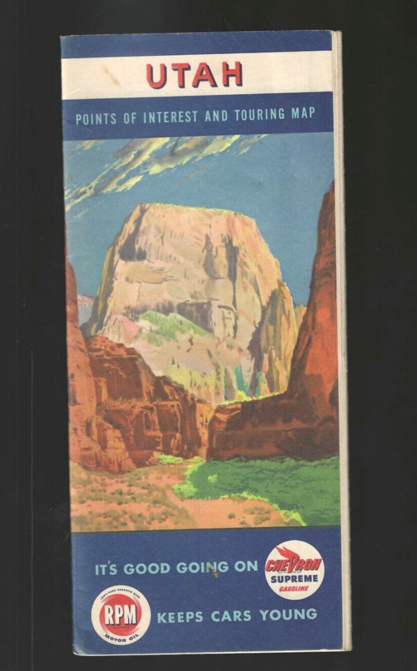 1940s ZION NATIONAL PARK CHEVRON UTAH Touring Map