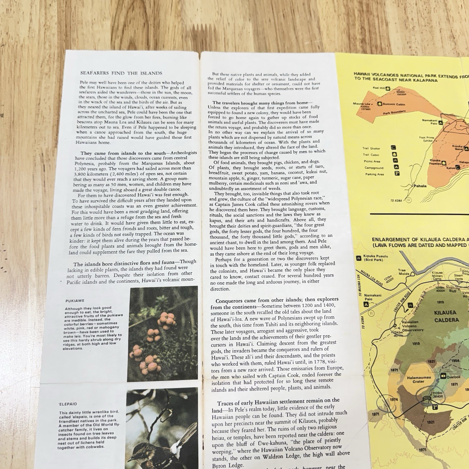 Hawaii Volcanoes National Park Vintage 1989 Brochure History & Visitor Map