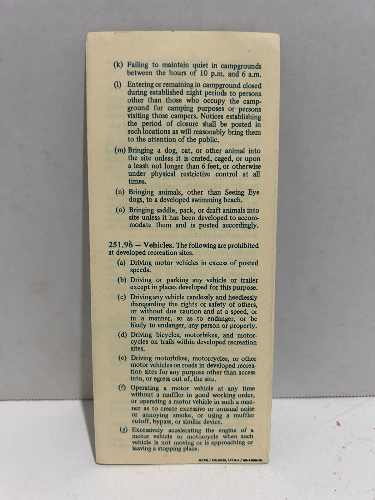 Forest Service Recreation Rules Brochure Pamphlet 1967 USDA NM