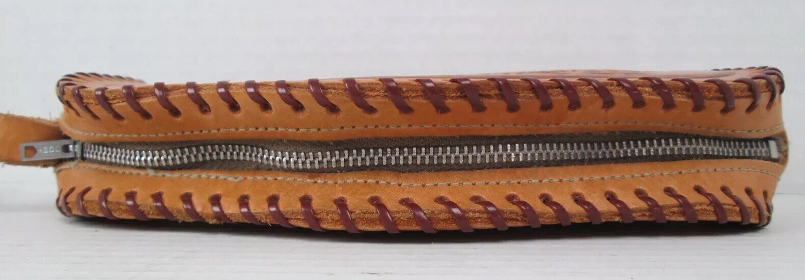 Vintage 1940’s Yellowstone Park Souvenir Leather Tooled Wristlet Purse Bag