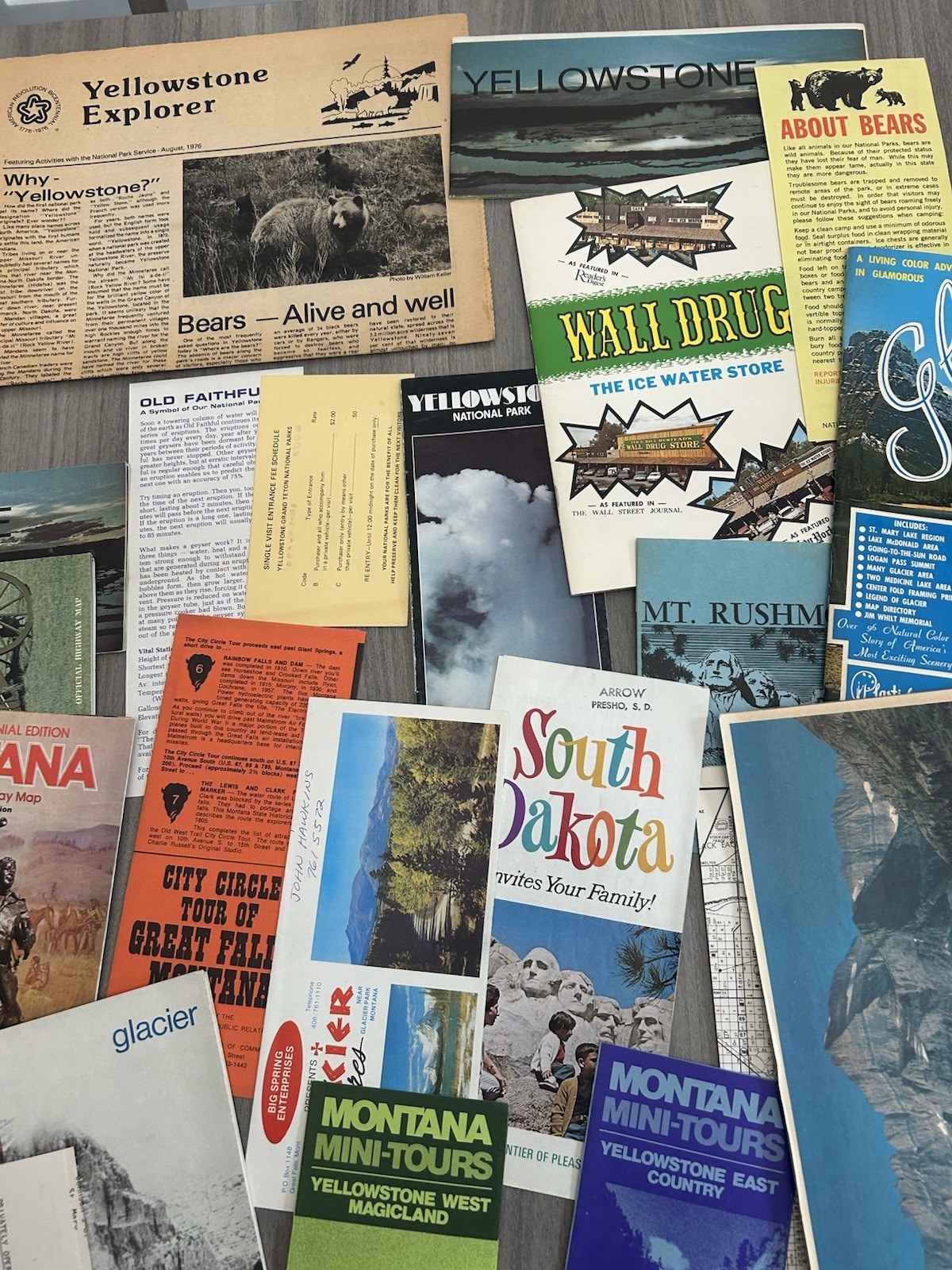 Vintage US National Parks Yellowstone Grand Teton Glacier WY MT Etc Ephemera Lot