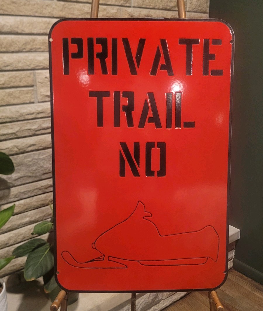 Porcelain Snowmobile Private Trail Number Sign Private Property Trails Snow