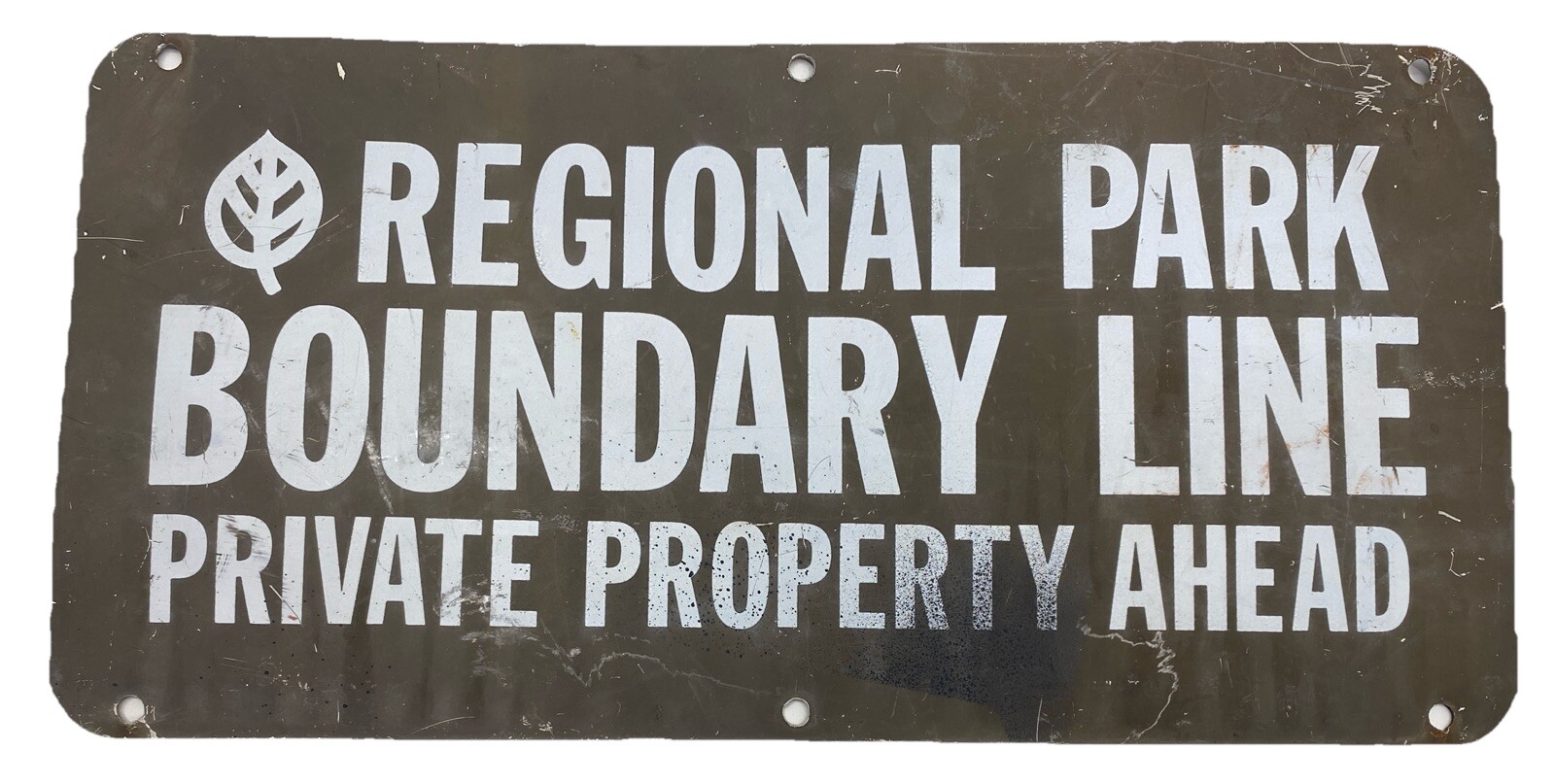 RARE 2sided “REGIONAL PARK BOUNDARY LINE” Private Property Ahead Original 18”X9”