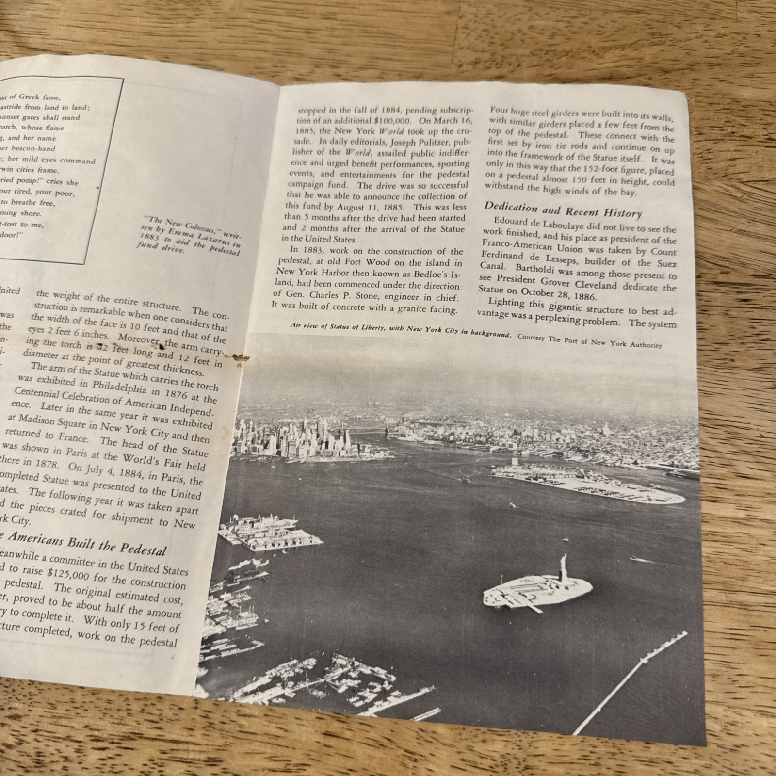 Vintage 1961 Statue of Liberty Pamphlet Brochure with Map National Monument
