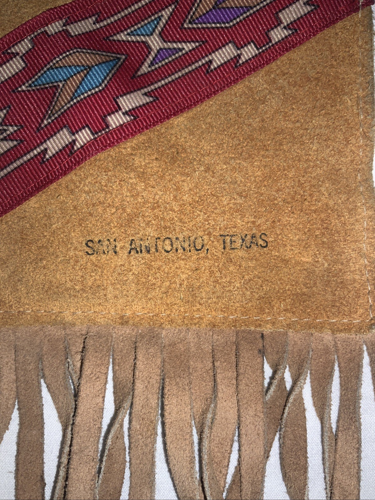 Souvenir San Antonio Texas Leather Bag Pouch Native Sioux Style
