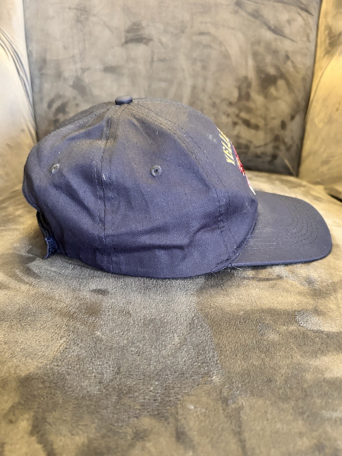 Yellowstone National Park Embroidered Bison Blue Adjustable Baseball Cap Hat