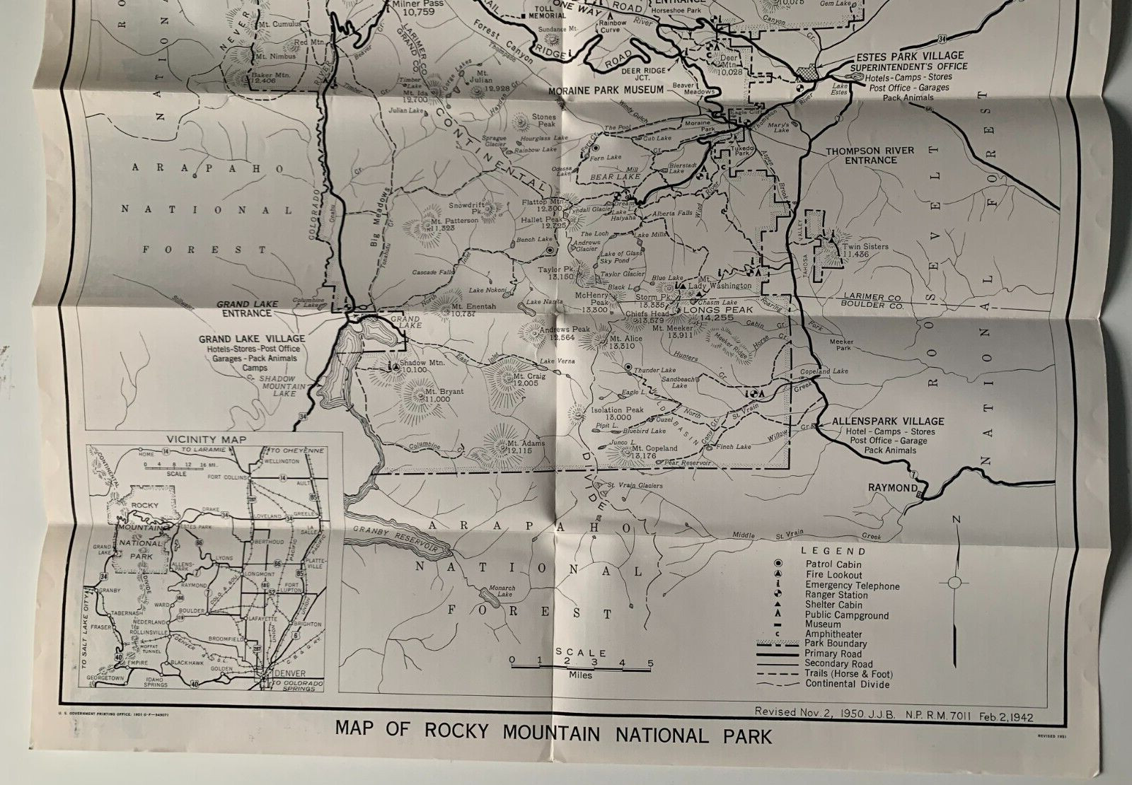 Vintage 1951 Colorado Rocky Mountain National Park Brochure Map illustrated