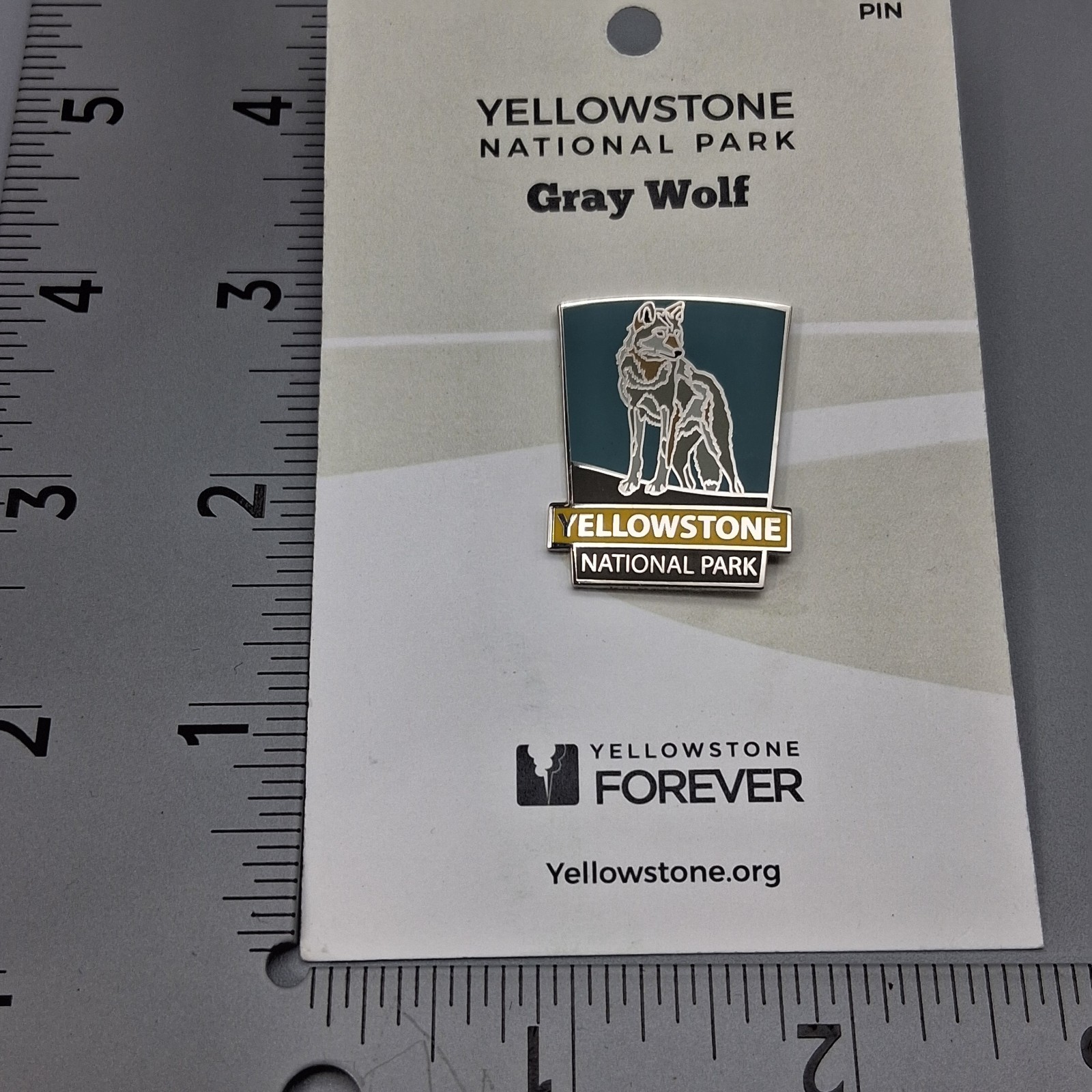 Vintage Yellowstone National Park Gray Enamel Lapel Pin #234 Souvenir