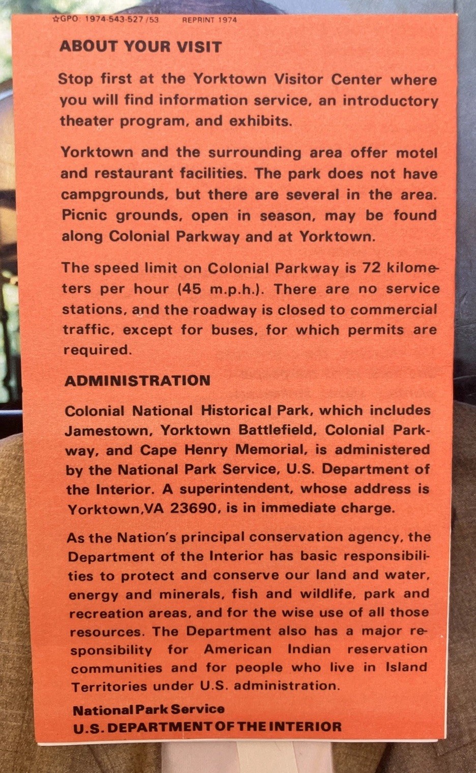NPS Yorktown Battlefield National Park Guide 1974 Brochure