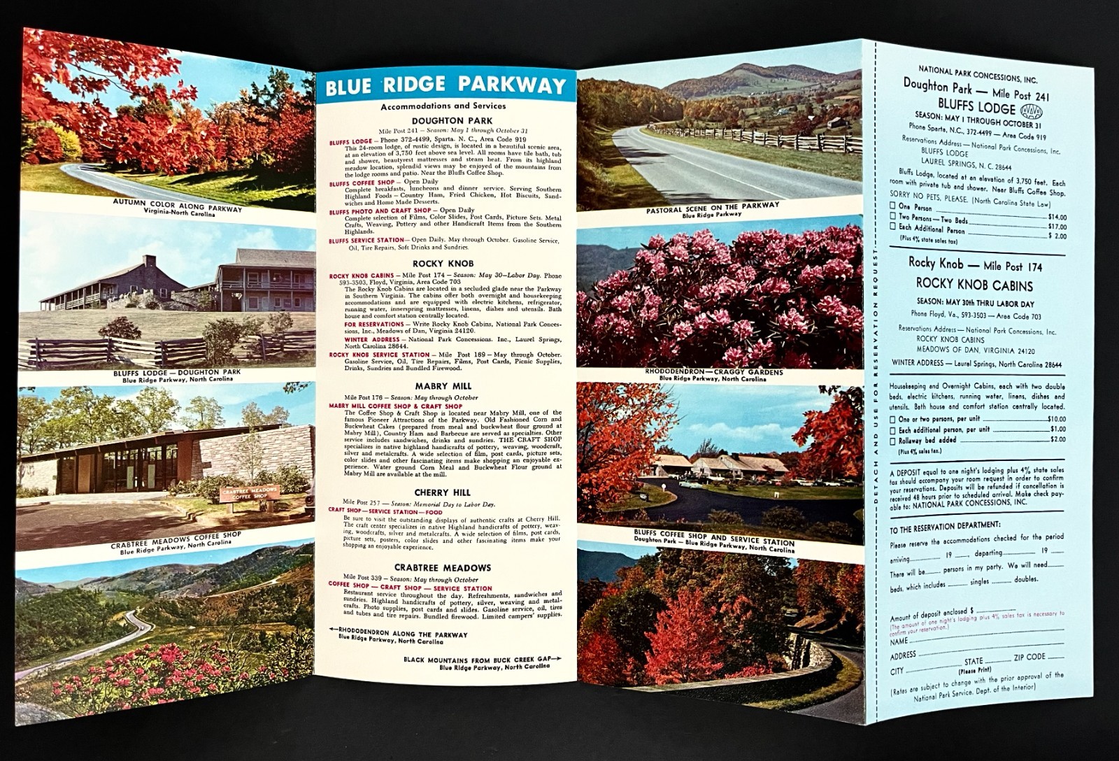 1960s Blue Ridge Parkway Virginia NC Parks Lodging Vintage Travel Brochure