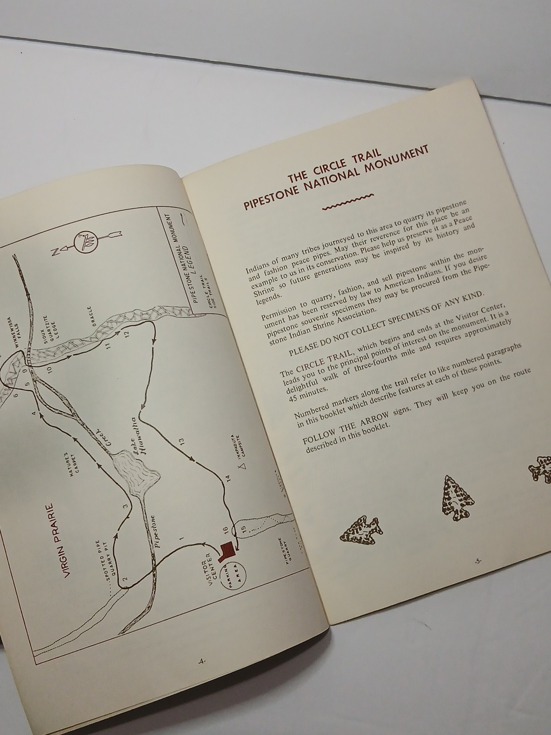 Circle Trail Pipestone National Monument, Minnesota Tourist Leaflet 1956 MN