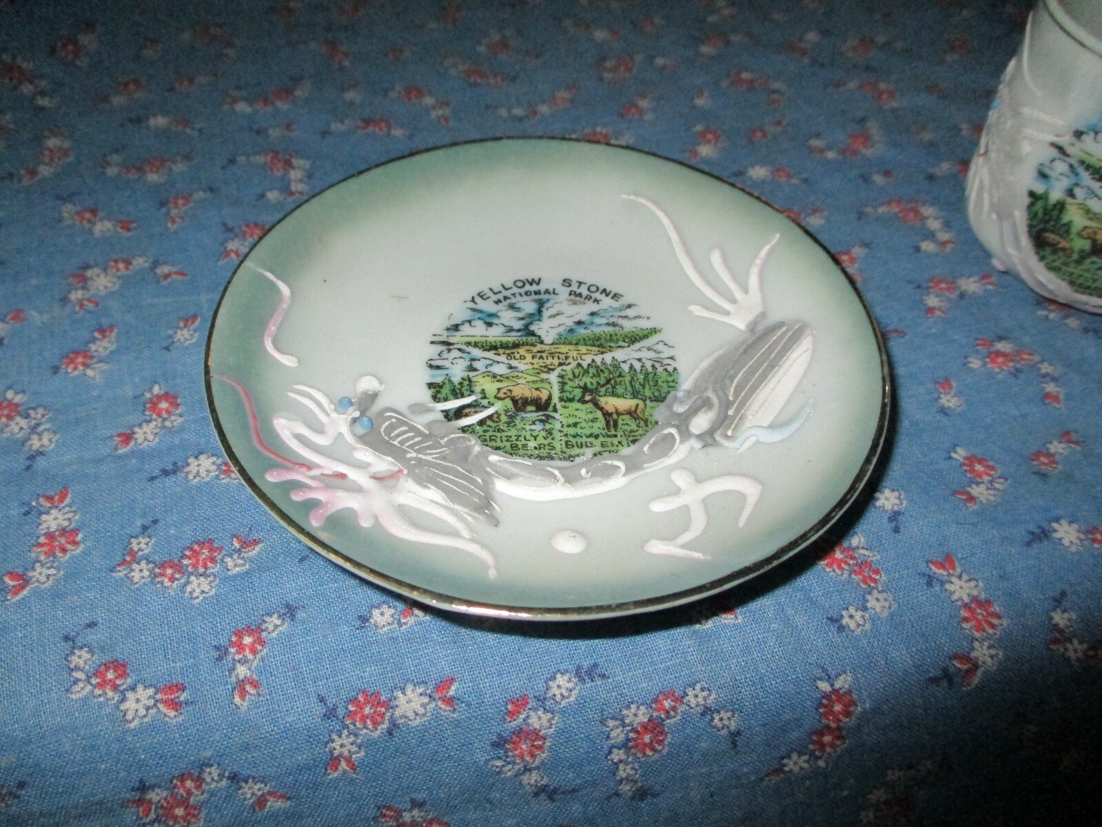 Yellow Stone National Park Dragonware Cup & Saucer Made Japan Cup 1 13/16″ High