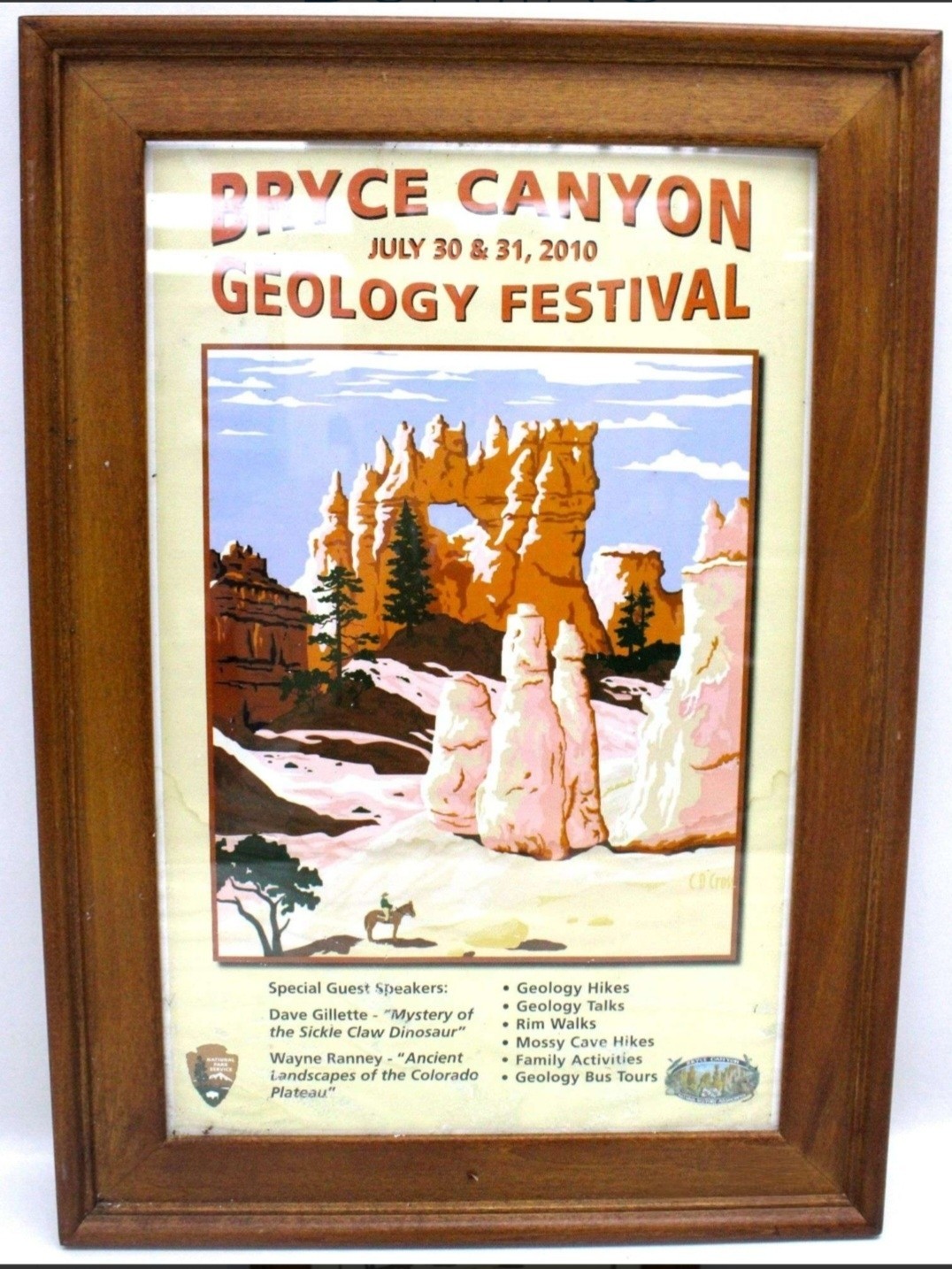 2010 Bryce Canyon Geology Festival Poster National Park Utah Framed Vintage