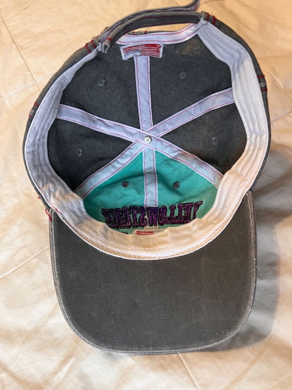 Yellowstone National Park Ladies Baseball Hat Cap American Flag Lucky 7
