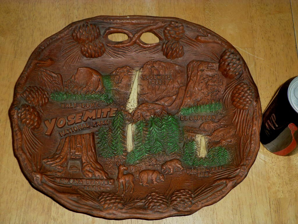 YOSEMITE NATIONAL PARK- CALIFORNIA, Ceramic Decorative WALL ART, USA #1960’s yrs