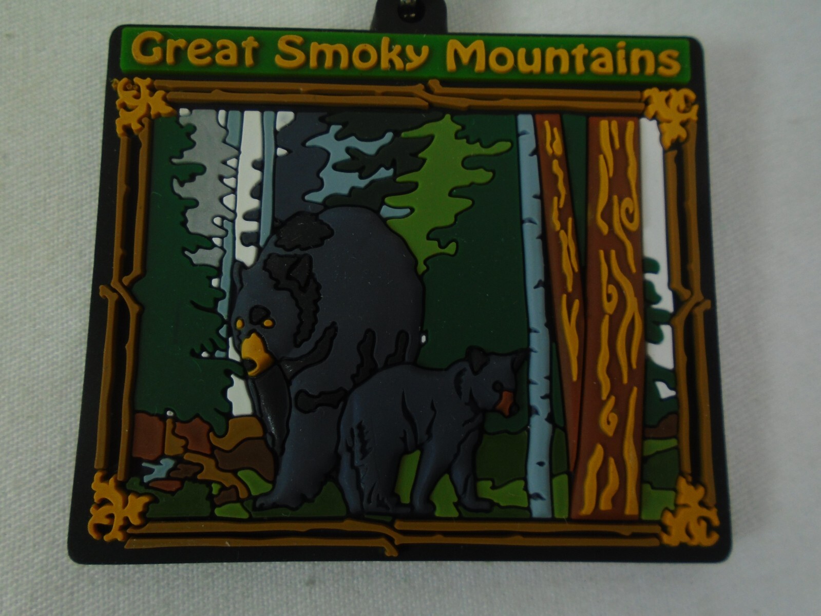 Great Smoky Mountains Black Bear & Cub Keychain Souvenir Ring Fob National Park