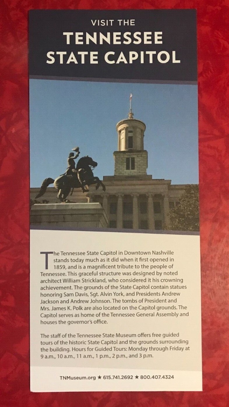 TENNESSEE STATE CAPITOL – NASHVILLE PAMPHLET published in 2019