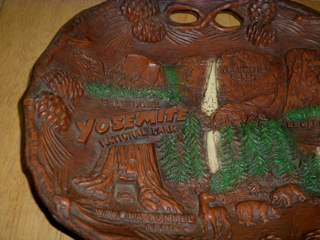 YOSEMITE NATIONAL PARK- CALIFORNIA, Ceramic Decorative WALL ART, USA #1960’s yrs