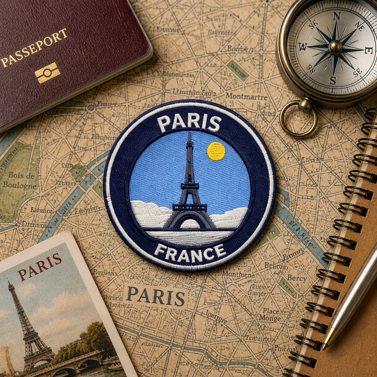 Paris France Eiffel Tower Embroidered Patch 3 Inch Iron On Travel Souvenir Badge